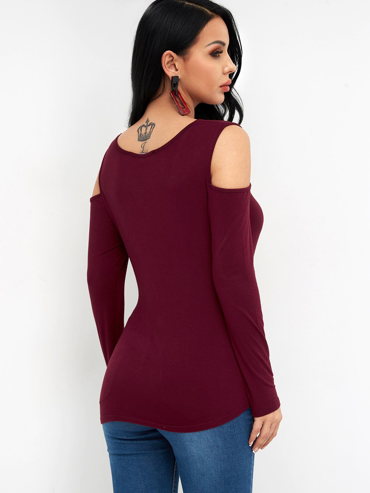 NEW FEELING Womens Burgundy T-Shirts