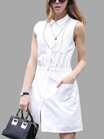 Wholesale White Sleeveless Shirt Dress
