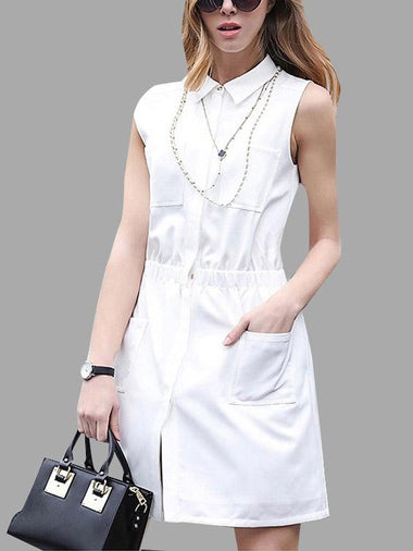 Wholesale White Sleeveless Shirt Dress