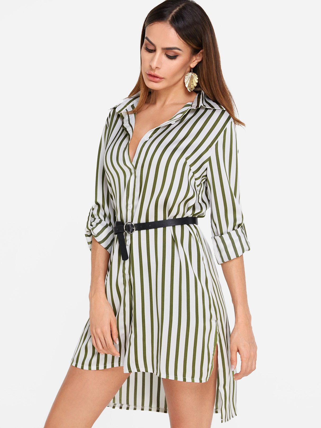 OEM Ladies Green Shirt Dresses