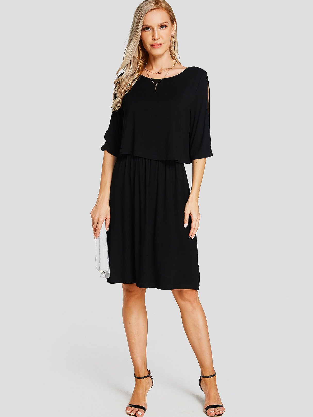 NEW FEELING Womens Black Casual Dresses