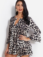 OEM Ladies Leopard V-Neck Dresses