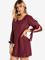 OEM Ladies Burgundy Casual Dresses