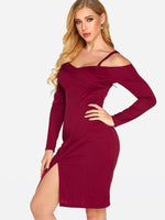 OEM Ladies Burgundy Sexy Dresses