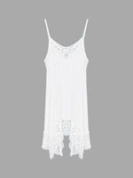 Wholesale White Sleeveless Plain Lace Irregular Hem Chiffon Dresses