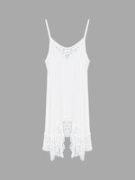 Wholesale White Sleeveless Plain Lace Irregular Hem Chiffon Dresses