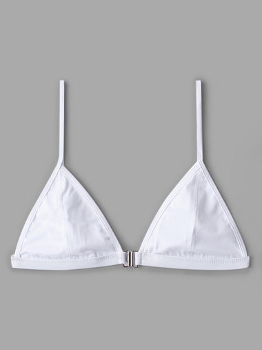 Wholesale White V-Neck Sleeveless Plain Backless Bikini Top