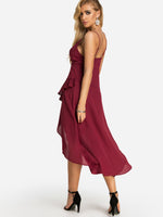 NEW FEELING Womens Red V-Neck Dresses