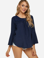 Wholesale Round Neck Plain Lace Long Sleeve Tee