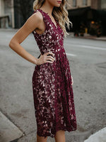 OEM Ladies Burgundy Midi Dresses