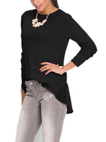 Wholesale Round Neck Long Sleeve Irregular Hem T-Shirts