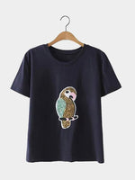 Wholesale Round Neck Animal Black T-Shirts