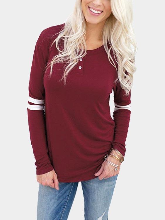 Wholesale Round Neck Loose T-Shirt With Button Design