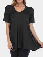 Wholesale V-Neck Short Sleeve Irregular Hem T-Shirts