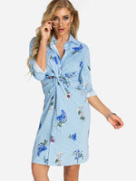 OEM Ladies Blue Floral Dresses