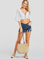 NEW FEELING Womens White Crop Top