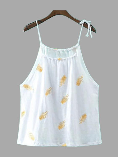 Wholesale Casual Loose Embroidery Leaf Pattern Cami
