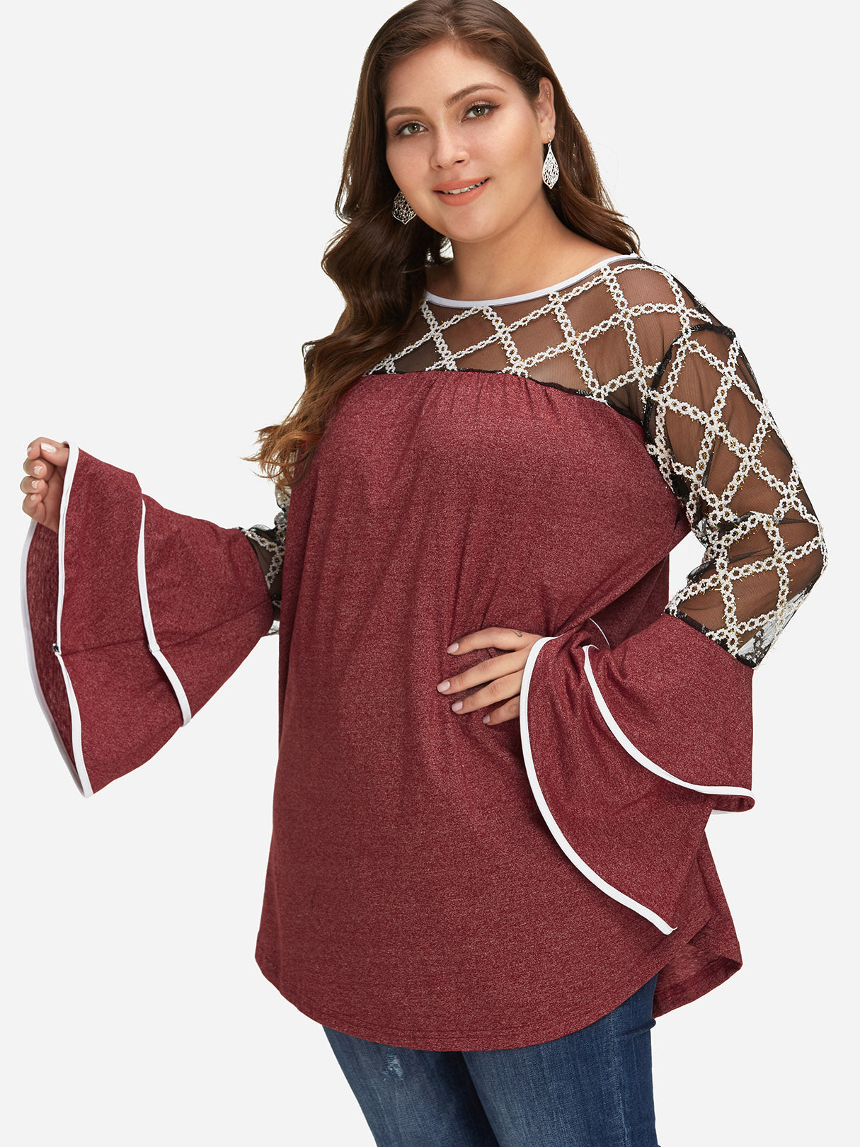 OEM Ladies Red Plus Size Tops