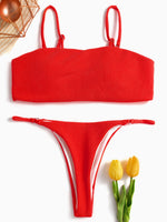 Wholesale Red Square Neck Sleeveless 2 Piece Bikinis