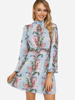 NEW FEELING Womens Blue Floral Dresses