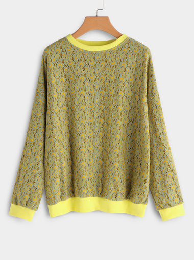 Wholesale Round Neck Plain Lace Long Sleeve Plus Size Tops