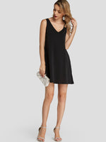NEW FEELING Womens Black V-Neck Dresses