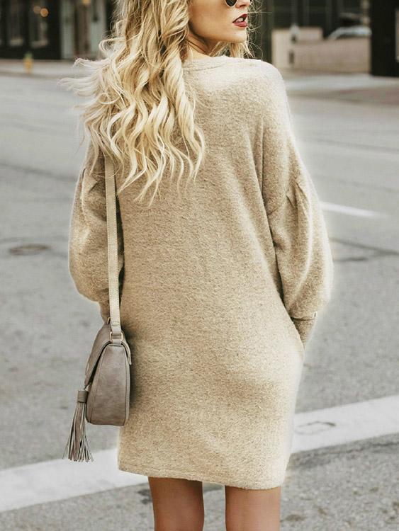 ODM Womens Brown Sweater Dress