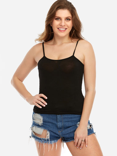 Wholesale Scoop Neck Backless Sleeveless Black Plus Size Tops