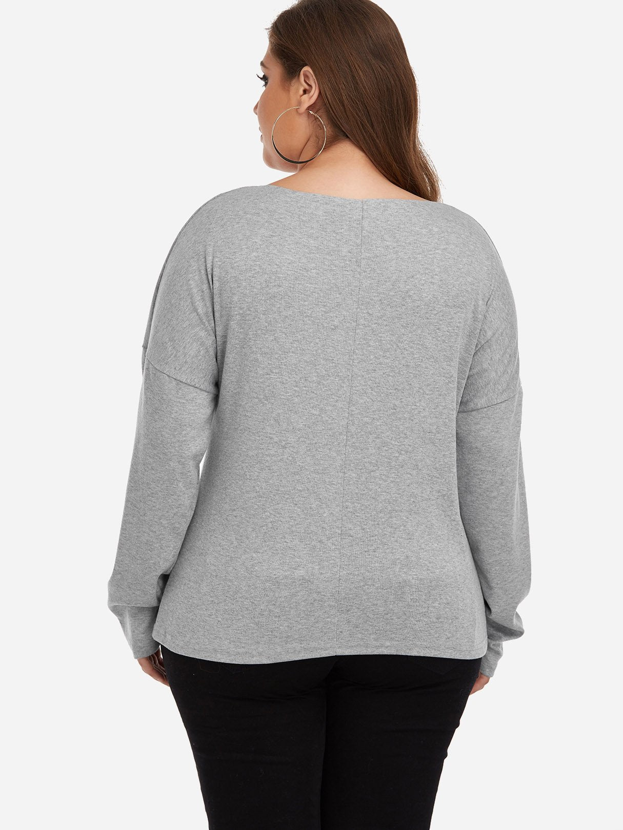 NEW FEELING Womens Grey Plus Size Tops