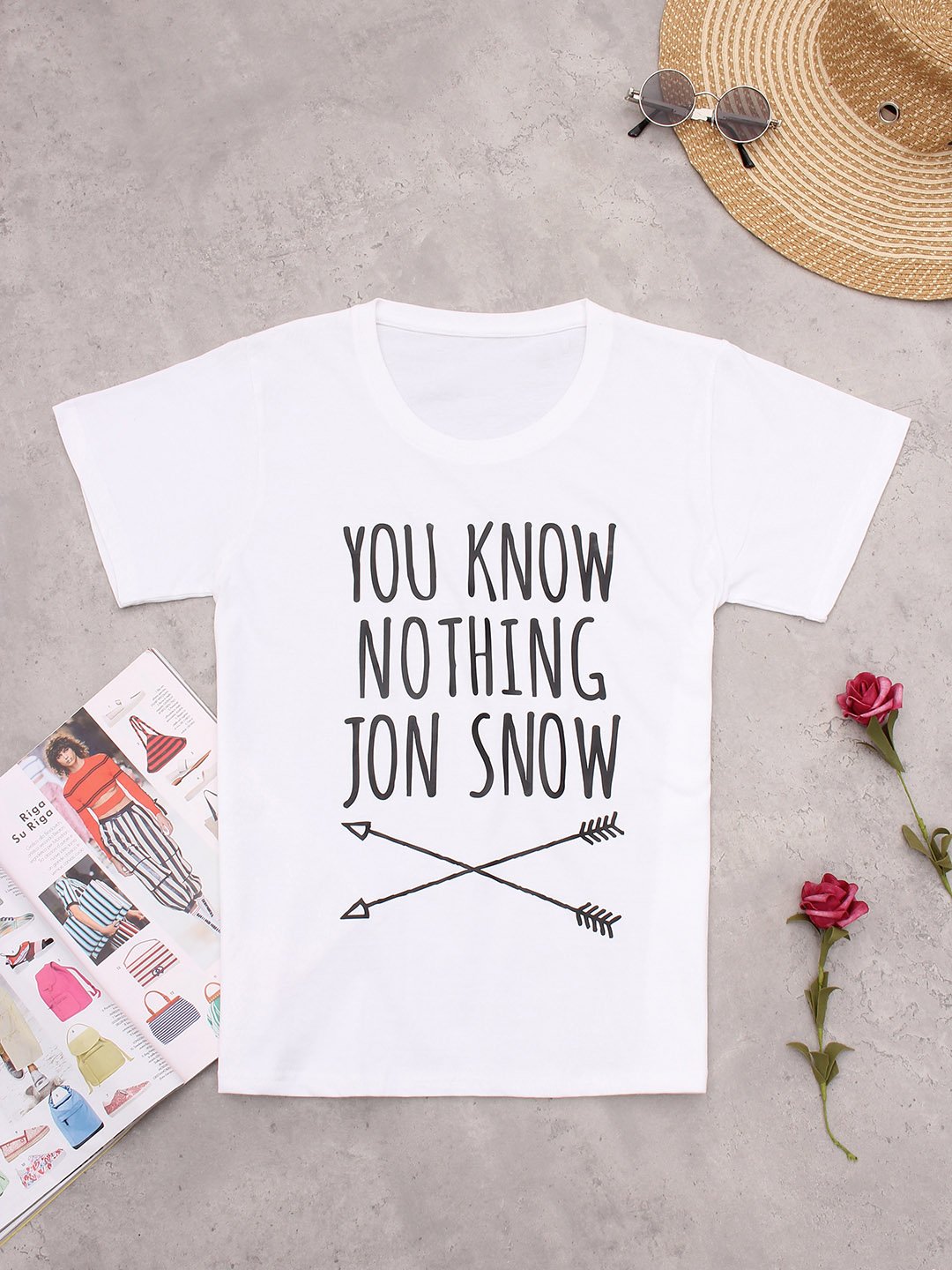 NEW FEELING Womens White T-Shirts