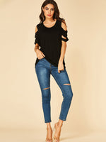 NEW FEELING Womens Black T-Shirts