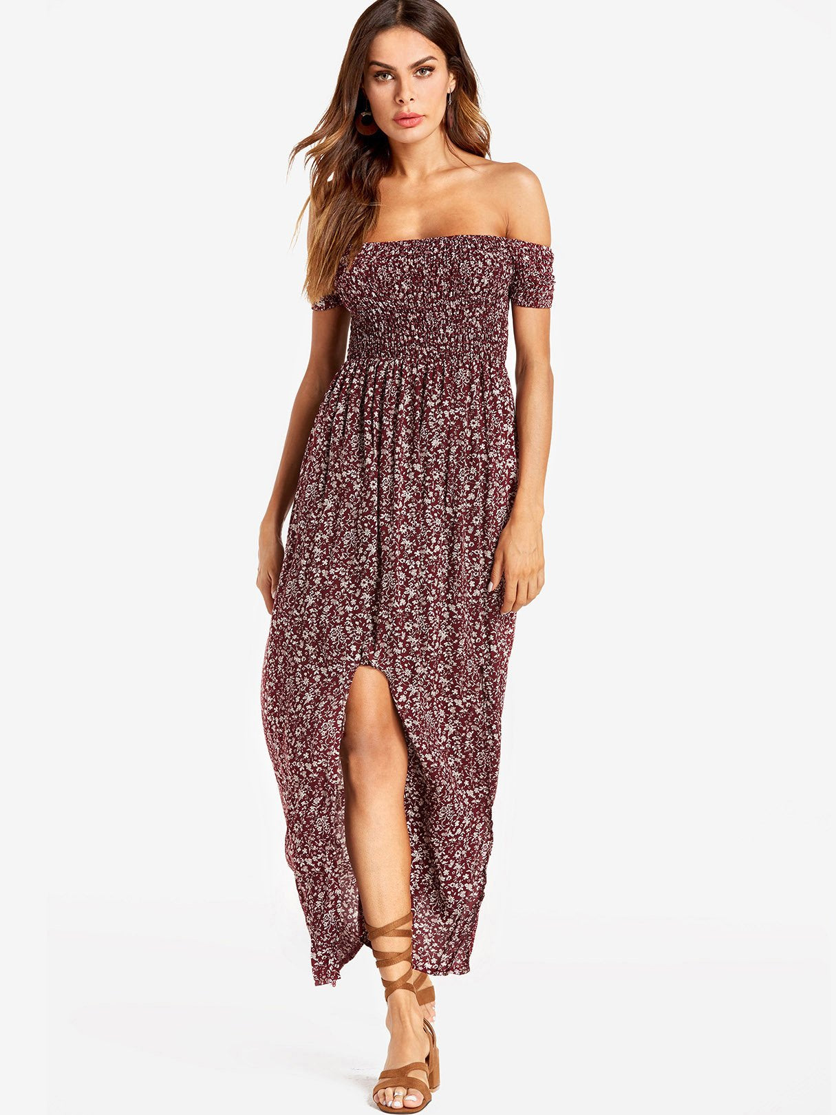 Custom Ladies Off The Shoulder Maxi Dresses