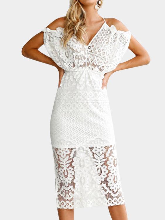 OEM Ladies White Midi Dresses