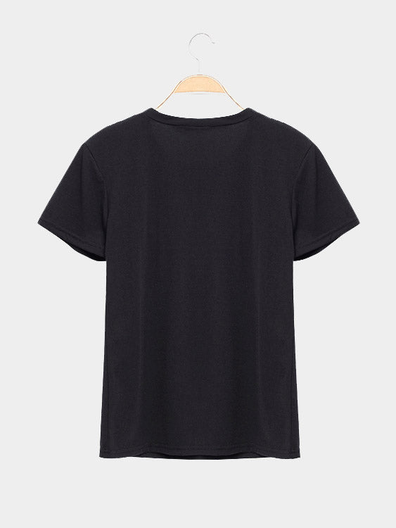 NEW FEELING Womens Black T-Shirts