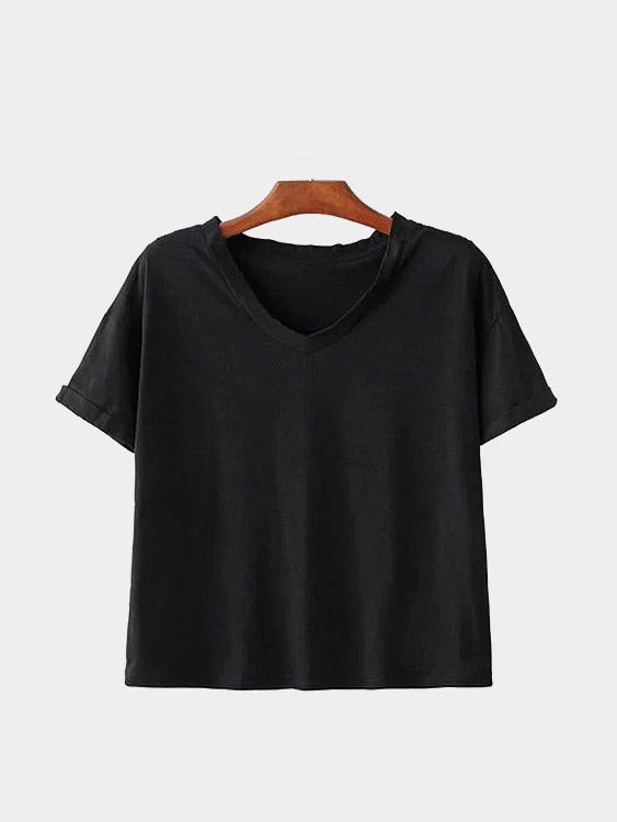 Wholesale V-Neck Black T-Shirts