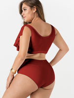 NEW FEELING Womens Burgundy Plus Size Swimwear