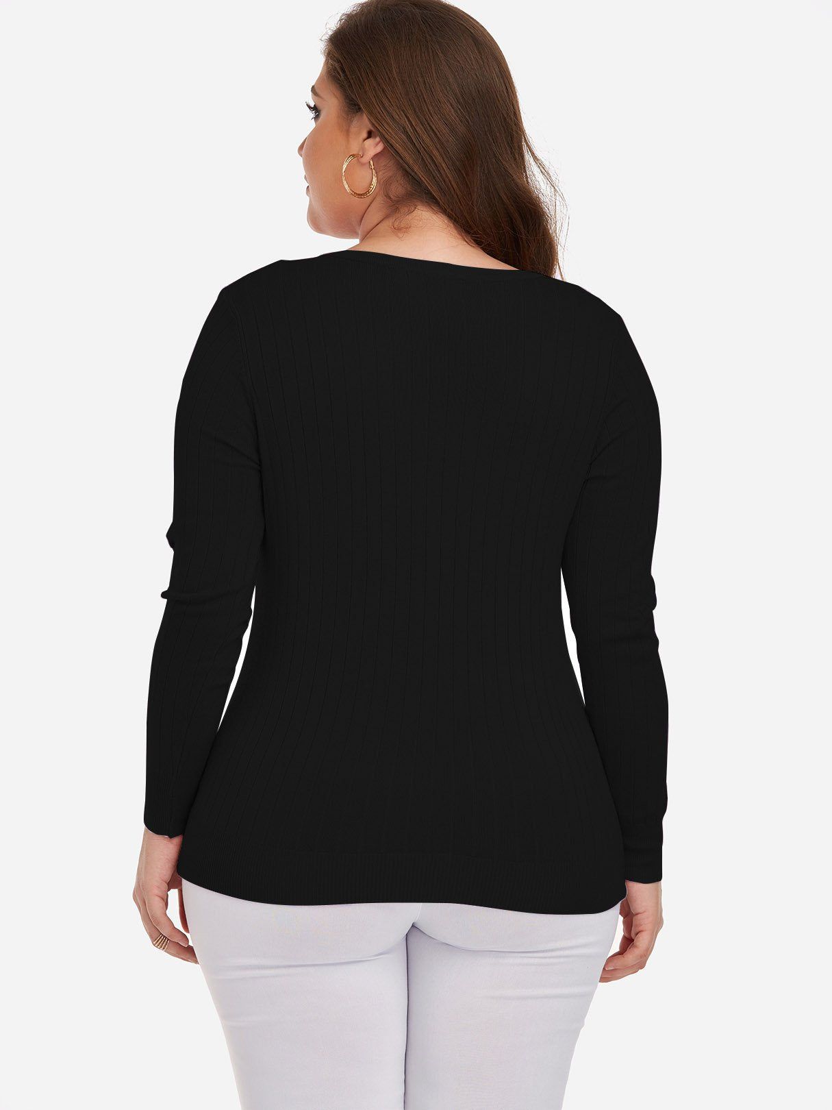 NEW FEELING Womens Black Plus Size Tops