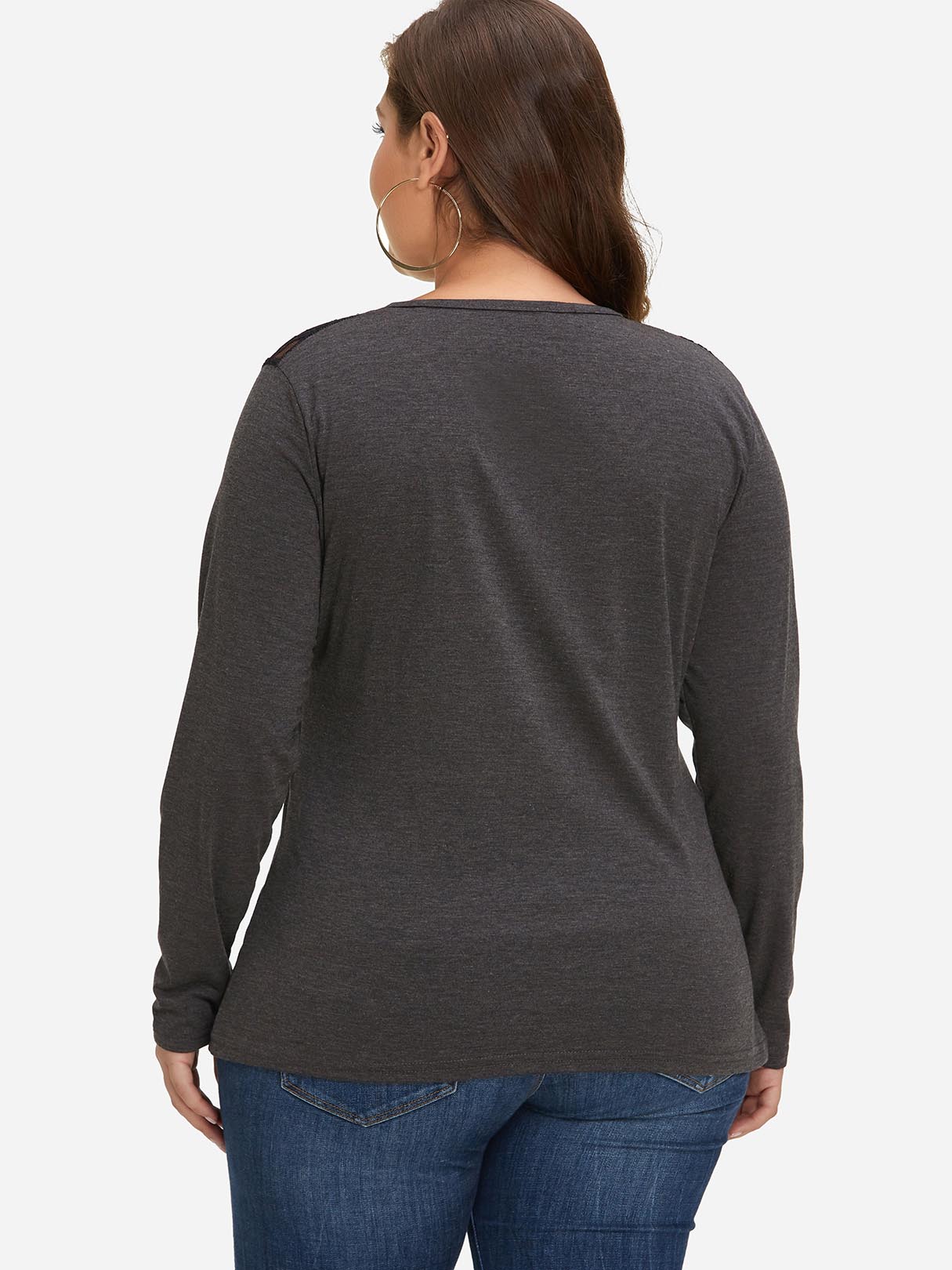 NEW FEELING Womens Grey Plus Size Tops