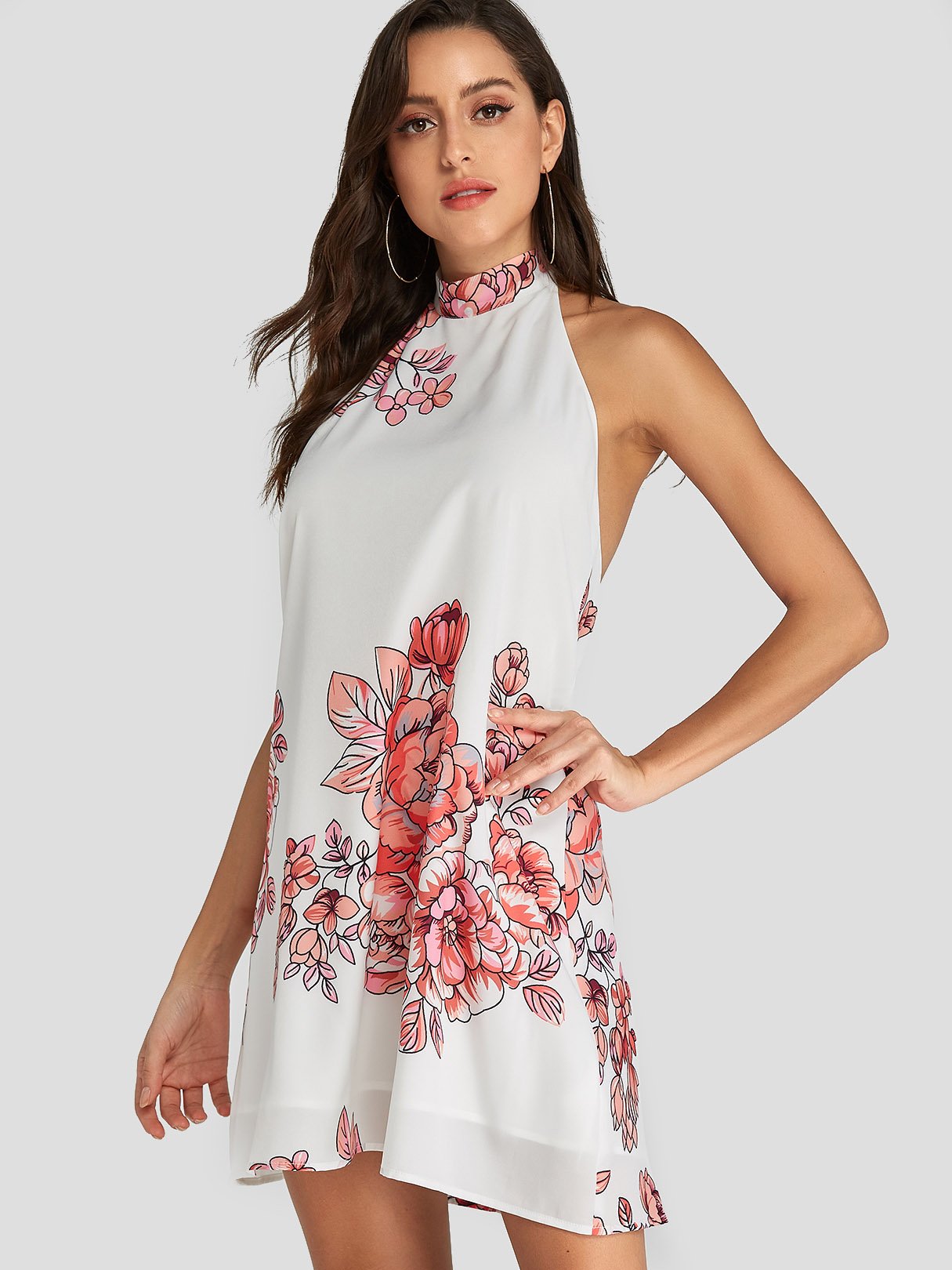 OEM Ladies White Floral Dresses