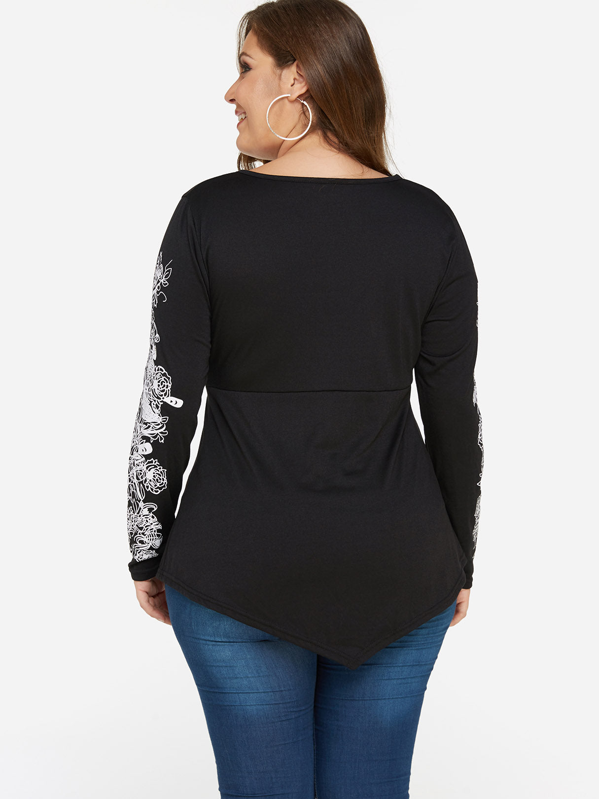 NEW FEELING Womens Black Plus Size Tops