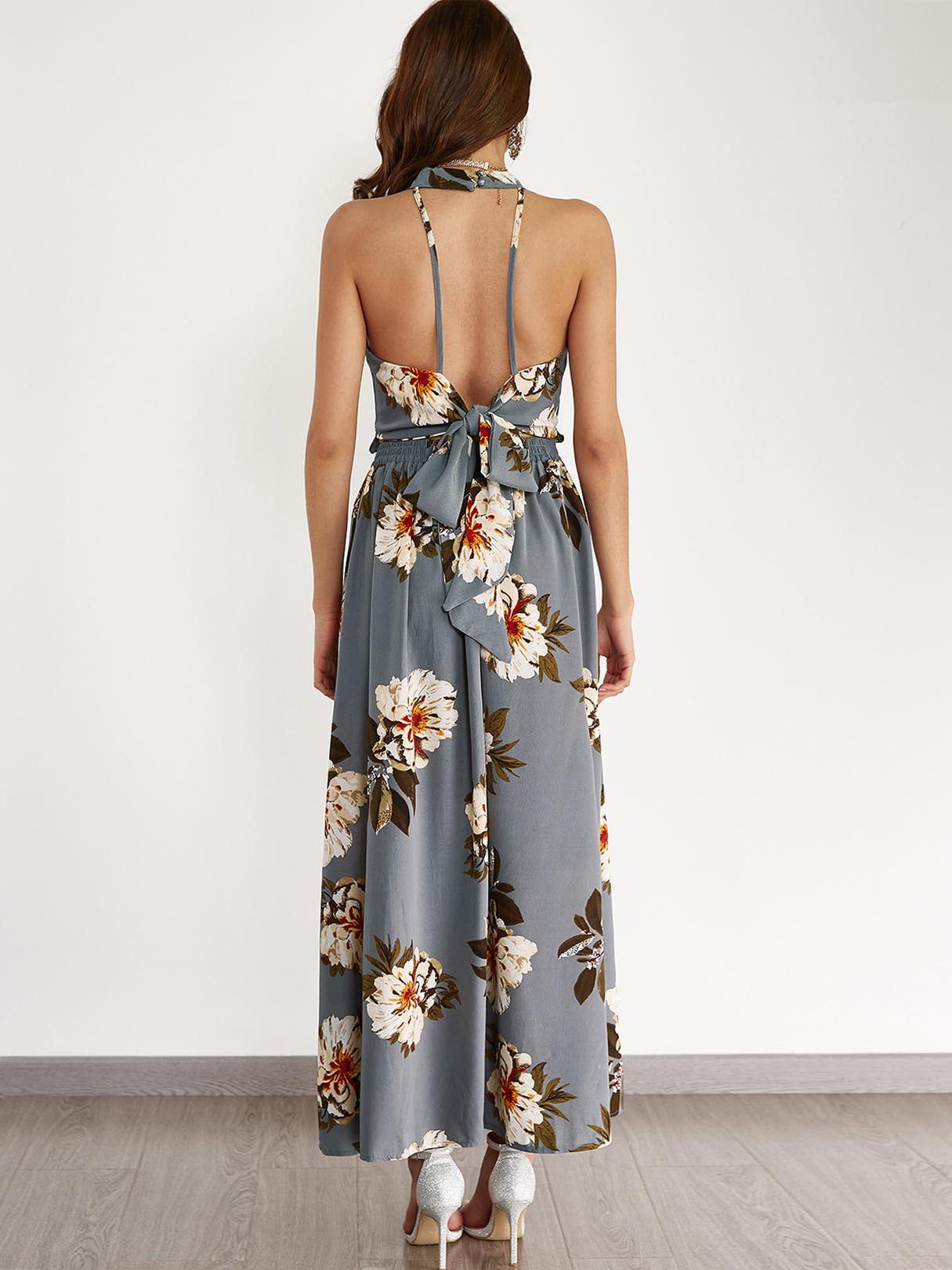 NEW FEELING Womens Grey Floral Dresses