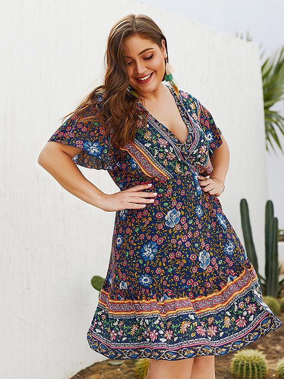 ODM Ladies Short Sleeve Plus Size Dress