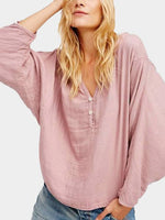 Wholesale V-Neck Long Sleeve Rust Top