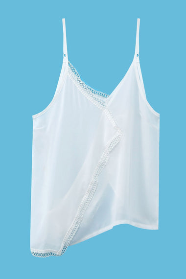 Wholesale V-Neck Sleeveless Irregular Hem White Camis