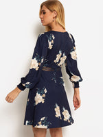 NEW FEELING Womens Navy Floral Dresses