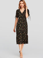 NEW FEELING Womens Black Floral Dresses