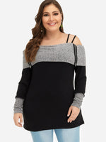 Wholesale Off The Shoulder Plain Long Sleeve Oversized Tops