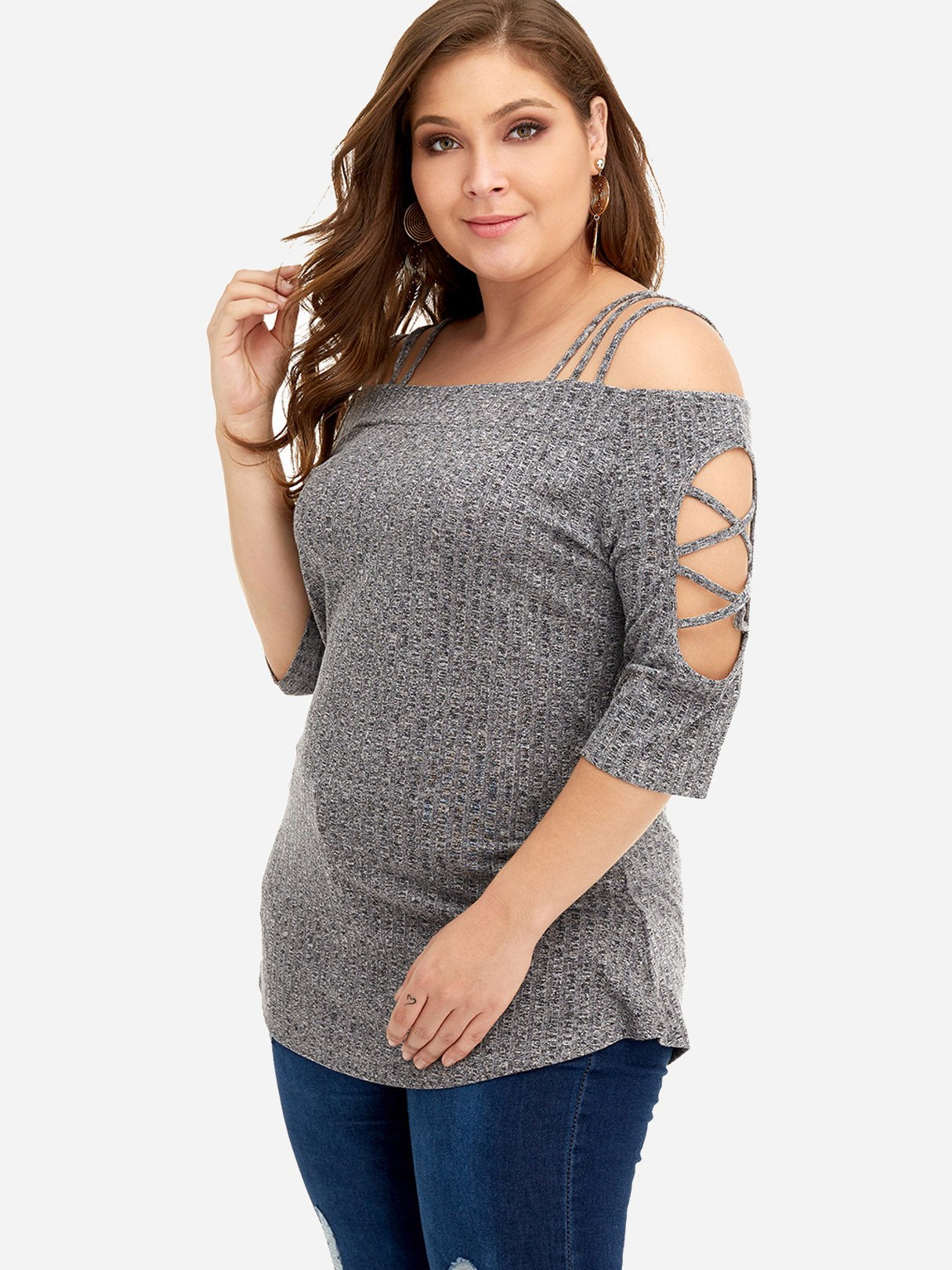 OEM Ladies Grey Plus Size Tops