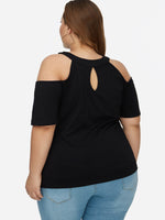 NEW FEELING Womens Black Plus Size Tops