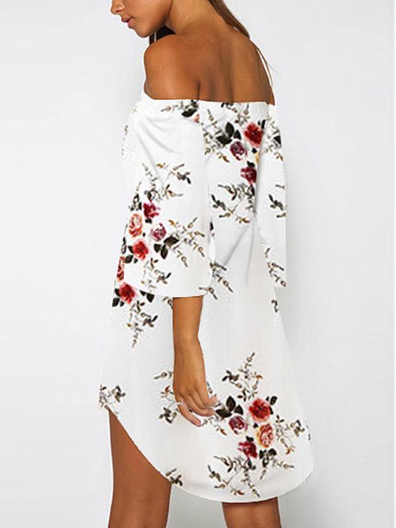NEW FEELING Womens White Floral Dresses